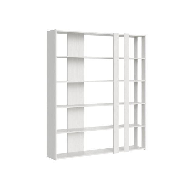 Wandbücherregal aus weißem Eschenholz 178x204h cm - KATO C