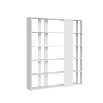 Bibliothèque murale 178x204h cm en bois de frêne blanc - KATO D