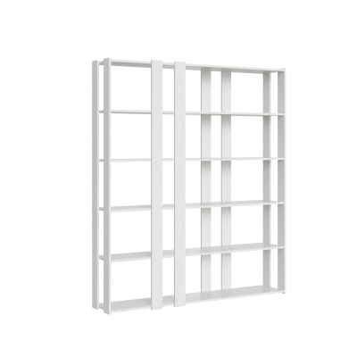 Libreria in legno Bianco Frassino 178x204h cm con 6 ripiani e 8 fasce - KATO E