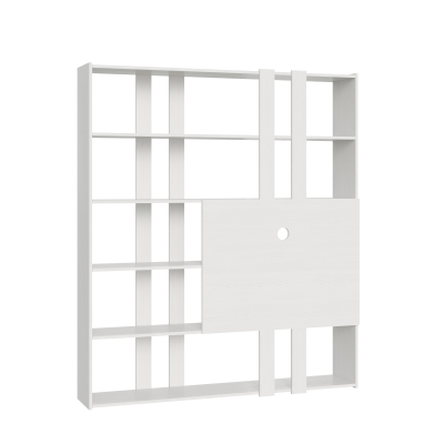 Libreria in legno Bianco Frassino 178x204h cm con porta TV - KATO H