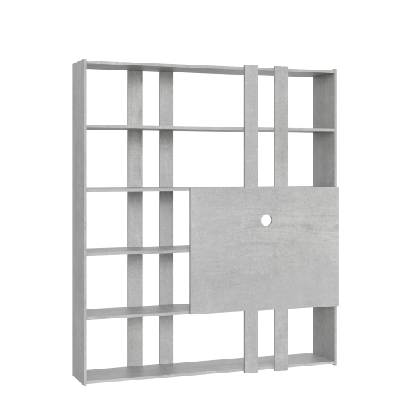 Libreria in legno Cemento 178x204h cm con porta TV - KATO H