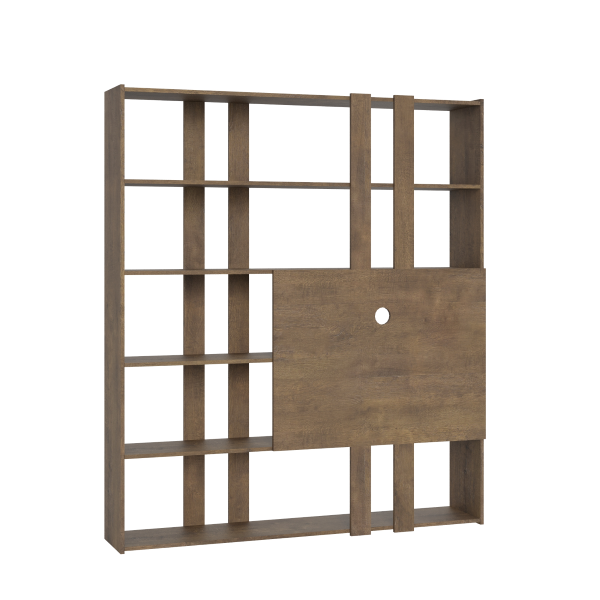 Libreria in legno Noce 178x204h cm con porta TV - KATO H