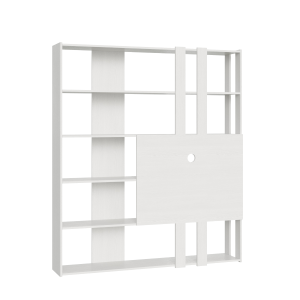 Libreria con porta TV in legno Bianco Frassino 178x204h cm - KATO M