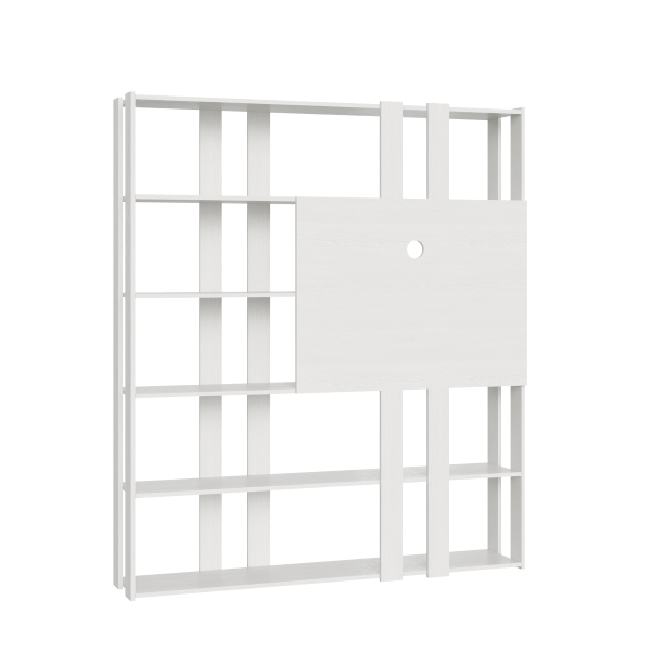 Llibreria in legno Bianco Frassino 178x204h cm con porta tv e 6 ripiani - KATO N