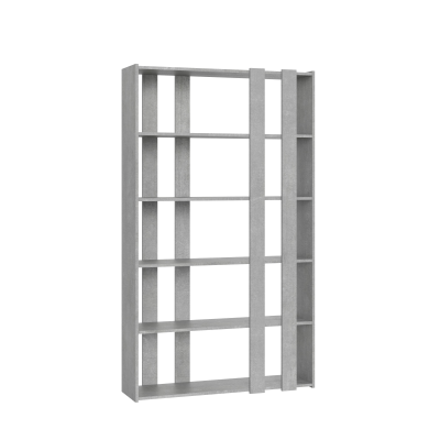 Bookcase 120x204h cm in Cemento wood with 6 shelves - KATO A SMALL