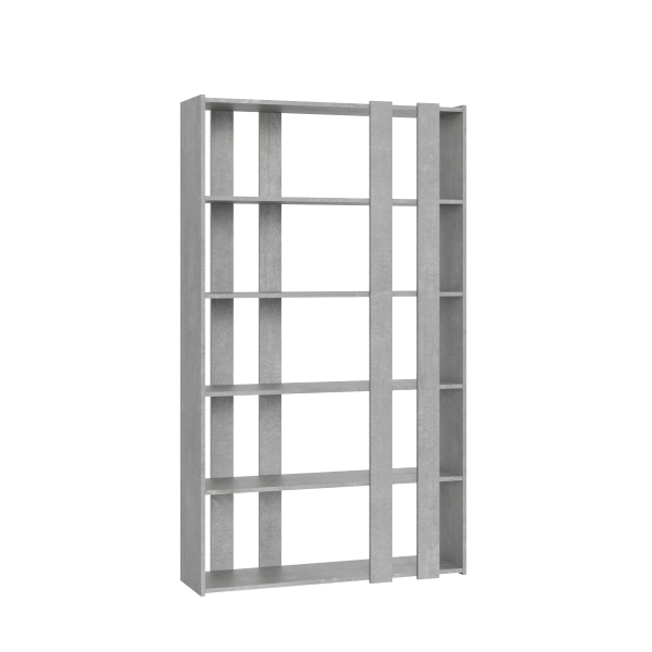 Bookcase 120x204h cm in Cemento wood with 6 shelves - KATO A SMALL