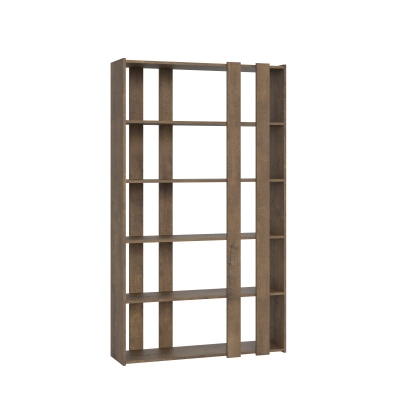Bookcase 120x204h cm in walnut wood with 6 shelves - KATO A SMALL
