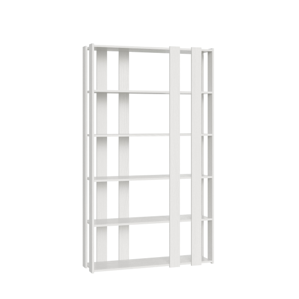 White ash wooden bookcase 120x204h cm with 8 bands - KATO E SMALL