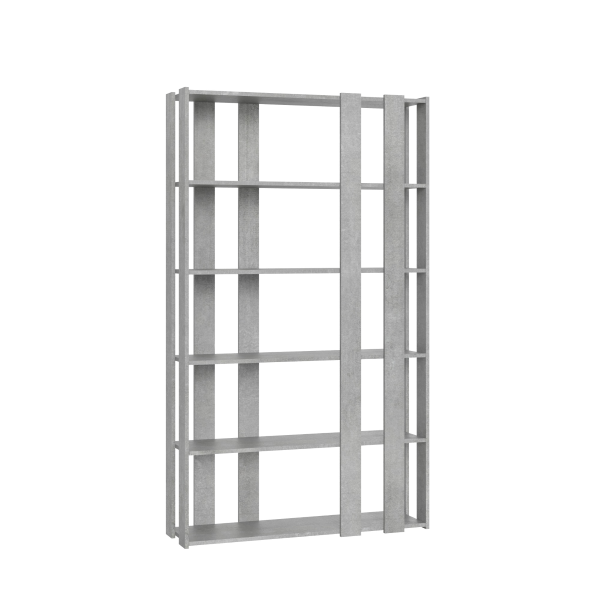 Cemento wooden bookcase 120x204h cm with 8 bands - KATO E SMALL