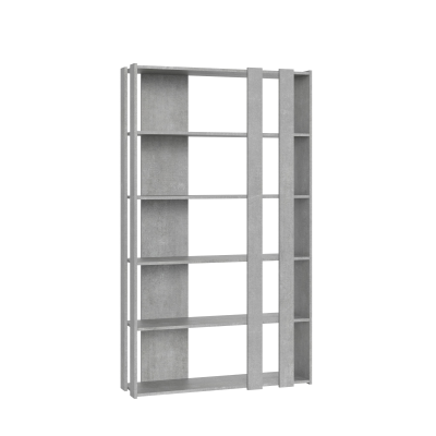 Bookcase with 6 shelves in Cemento wood 120x204h cm - KATO B SMALL
