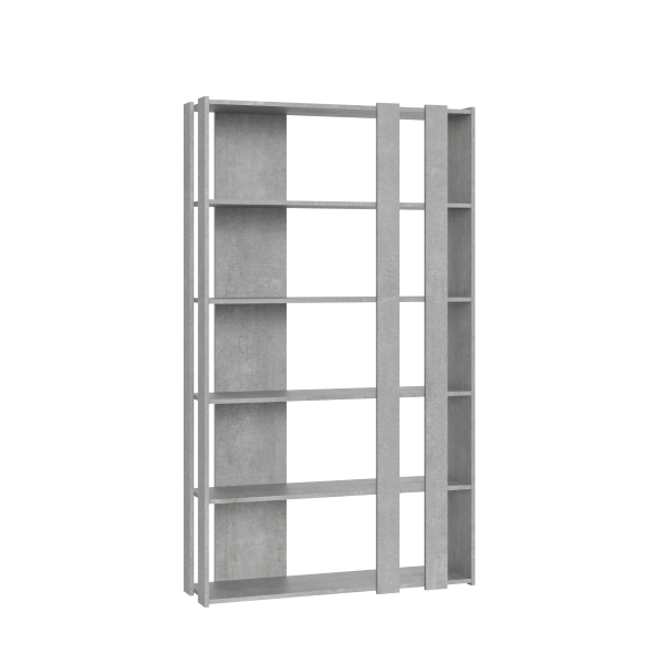 Bookcase with 6 shelves in Cemento wood 120x204h cm - KATO B SMALL