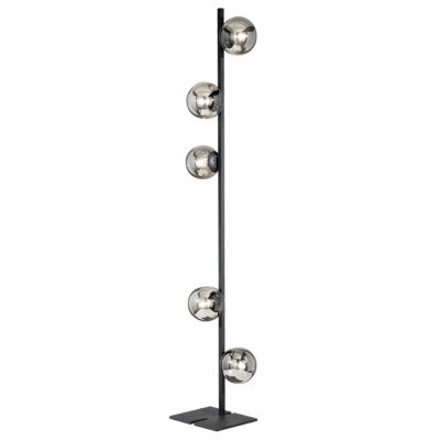 Piantana in metallo Nero con 5 diffusori in vetro Fumè MONILE H170 cm