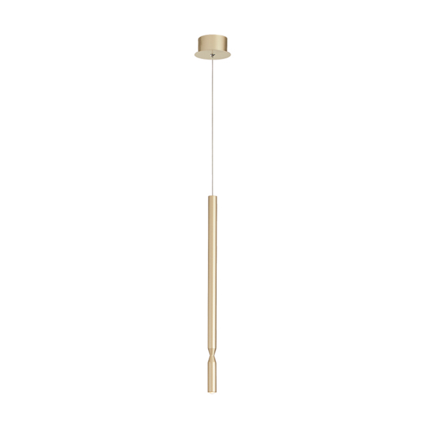 LED pendant lamp in TUBIC gold painted metal D10 cm 