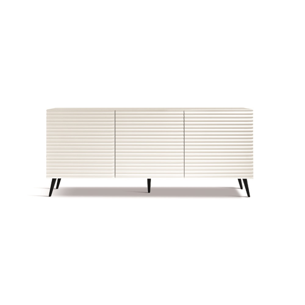 Buffet 180 cm en bois blanc avec 3 portes - ARISA 5 pieds