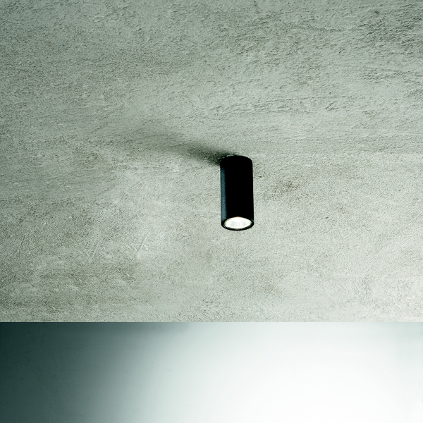 FILO-Innenstrahlerlampe aus schwarz pulverbeschichtetem Aluminium 6x12 cm