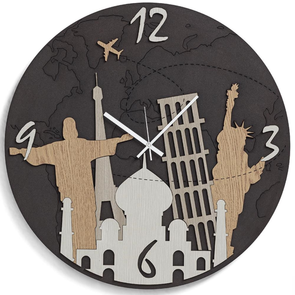 Orologio tondo da parete 30 cm in legno laminato RSN - MONUMENT 