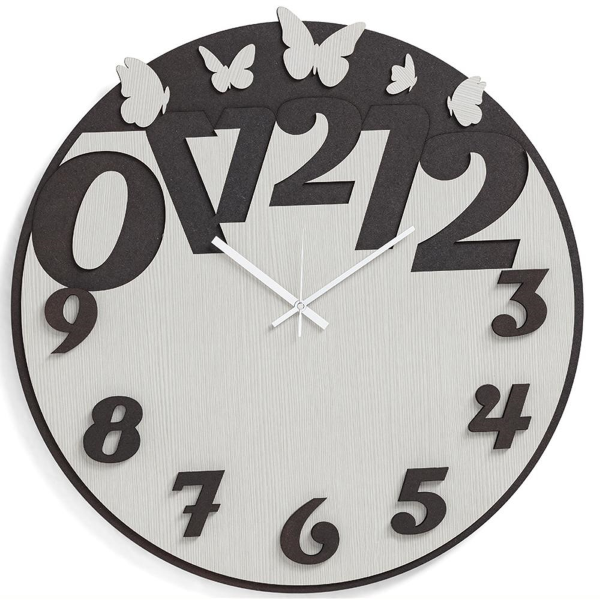 Orologio rotondo moderno D30 BUTTERFLY in legno laminato RSN