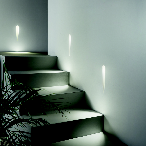 Lampe spot encastrable LED LIMBO en plâtre peint blanc 10x32 cm