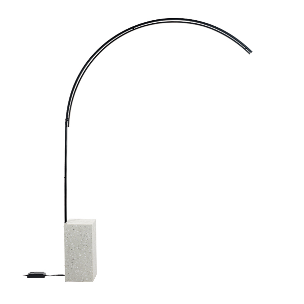 BIBLIO LED floor lamp in black metal and Grè log base 142x215 cm