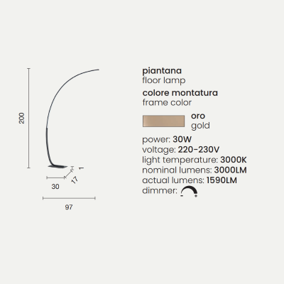 KEEP LED-Stehleuchte mit goldlackierter Metallstruktur