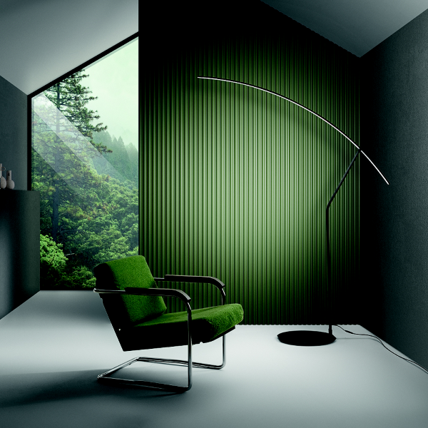 Lampadaire LED moderne en métal noir FOLAGA 146x202 cm