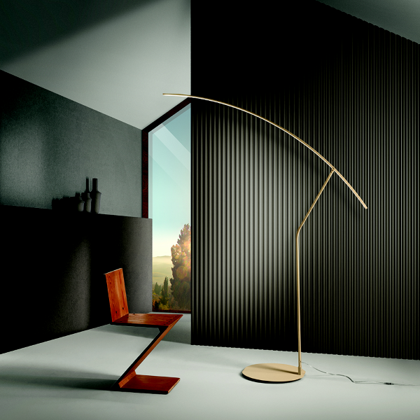 Modern LED floor lamp in FOLAGA gold metal 146x202 cm