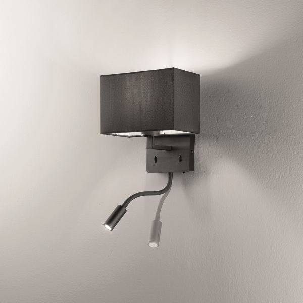 Black metal wall light with lampshade and SHADOW adjustable LED spot 21 cm