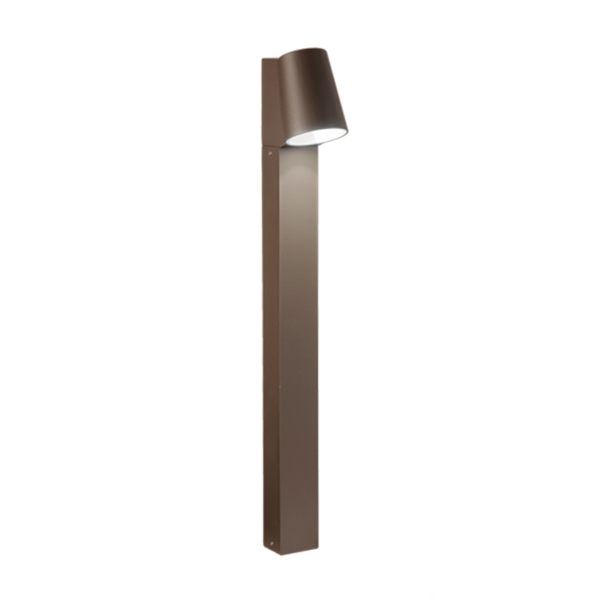 OWEN outdoor LED bollard in Brown aluminum and glass diffuser H61 cm