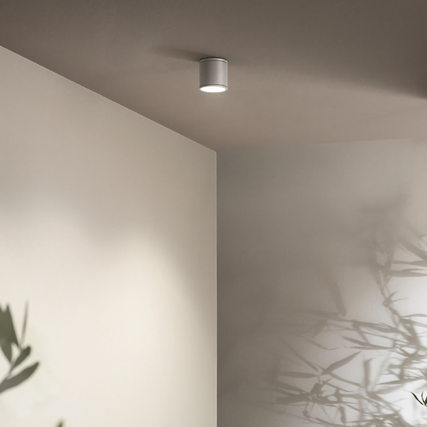 JUBO outdoor ceiling light in Silver aluminum with glass diffuser D9 cm