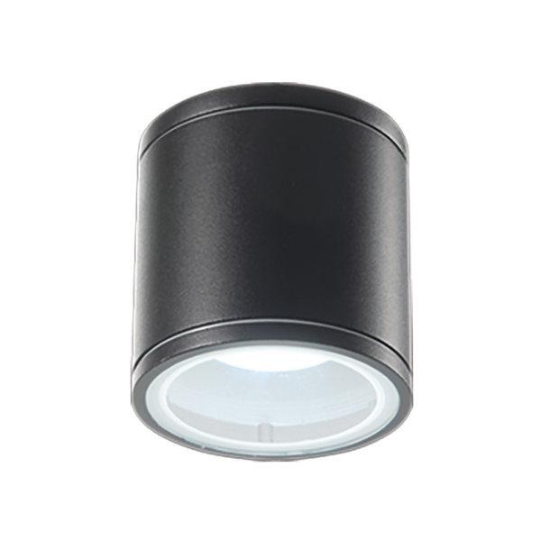 JUBO outdoor ceiling light in black aluminum with glass diffuser D9 cm