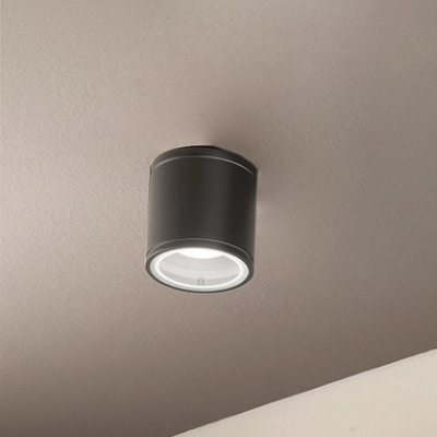 JUBO outdoor ceiling light in black aluminum with glass diffuser D9 cm
