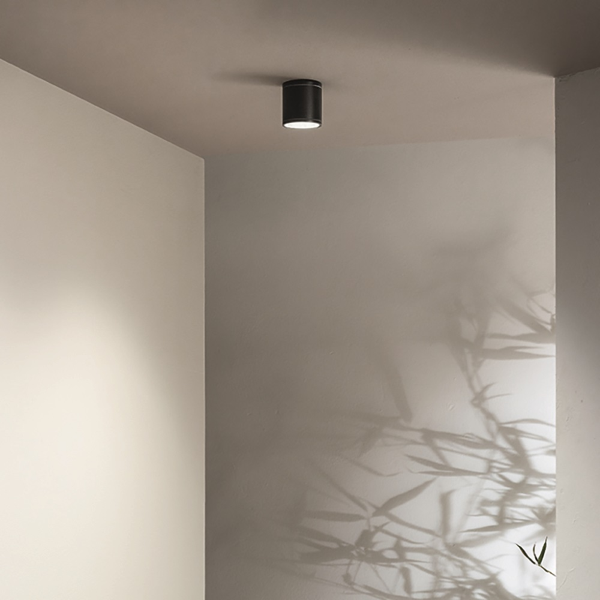 JUBO outdoor ceiling light in black aluminum with glass diffuser D9 cm