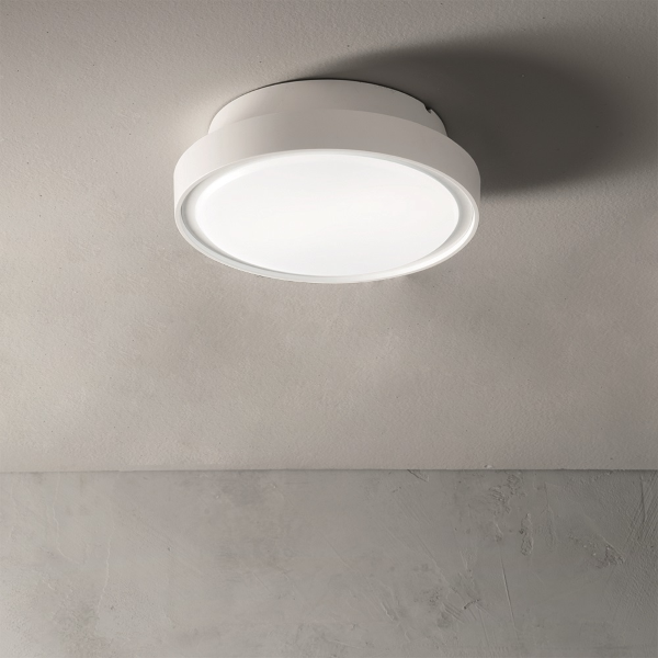 Weiße PETAR-Außendeckenleuchte aus ABS D30 cm