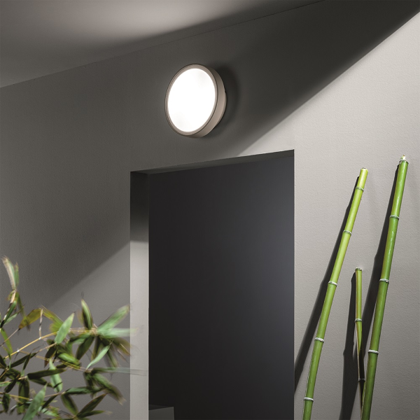 PETAR Außendeckenleuchte Grau in Abs D30 cm