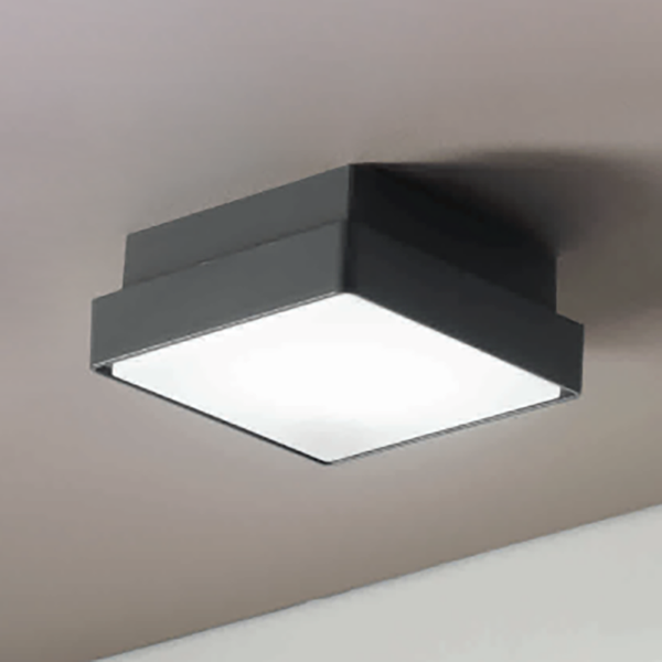 Außendeckenleuchte 30x30 cm aus anthrazitfarbenem ABS PICCA