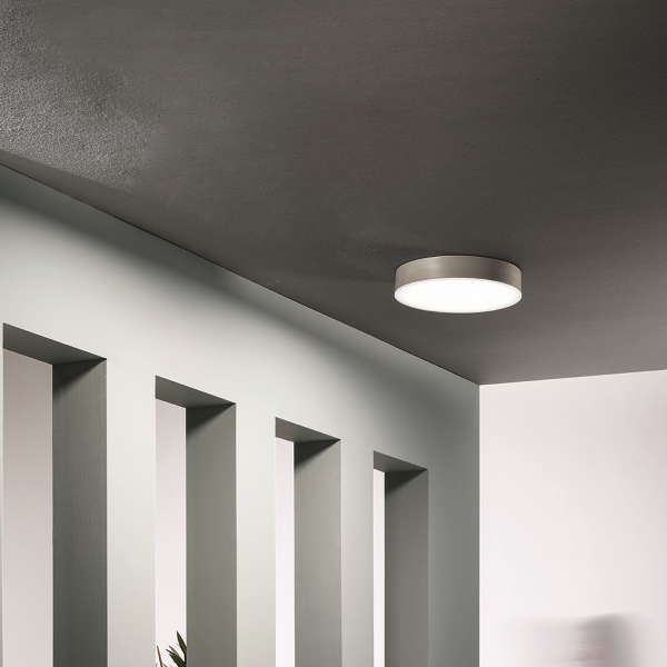 NILO outdoor LED ceiling light in Abs Silver D32 cm