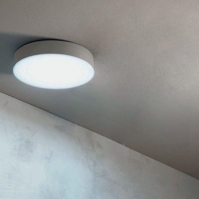 NILO outdoor LED ceiling light in Abs Silver D32 cm
