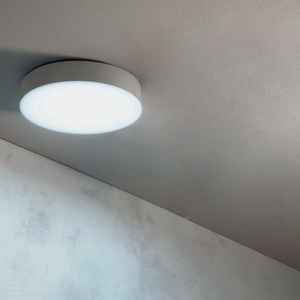 NILO outdoor LED ceiling light in Abs Silver D32 cm