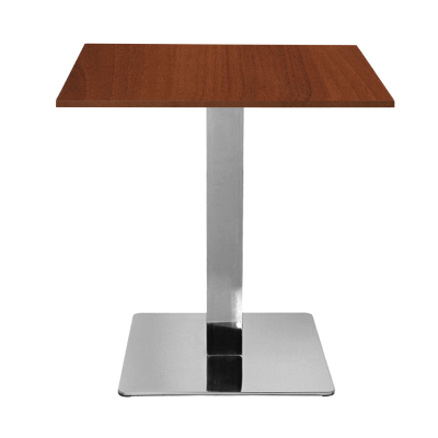 Tavolo bar pub ristorante 70x70 cm base argento e piano laminato Noce H 75