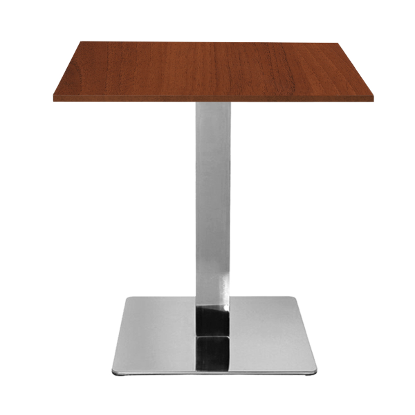 Tavolo bar pub ristorante 70x70 cm base argento e piano laminato Noce H 75