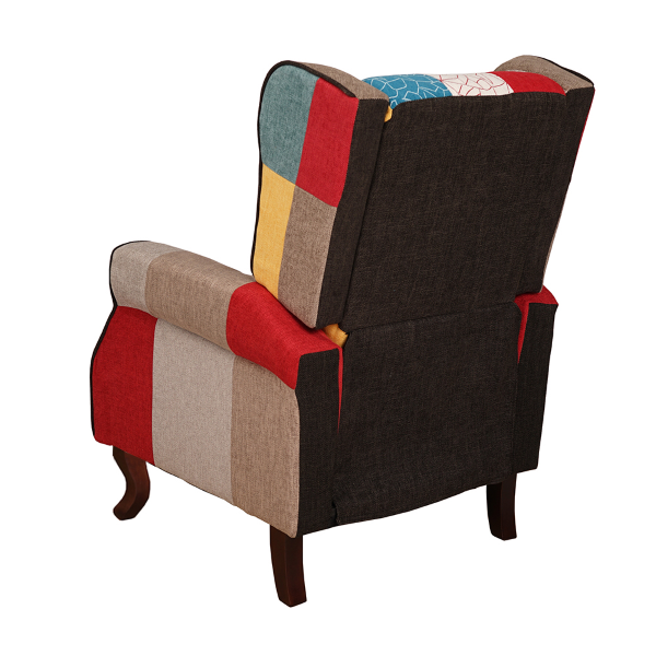 Poltrona relax tessuto patchwork BERGERE Reclinabile poggiapiedi 