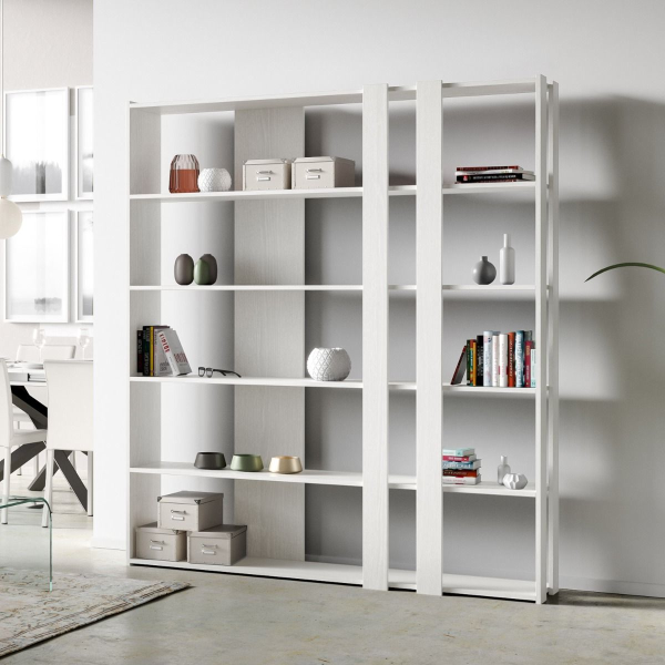 Wandbücherregal aus weißem Eschenholz 178x204h cm - KATO C