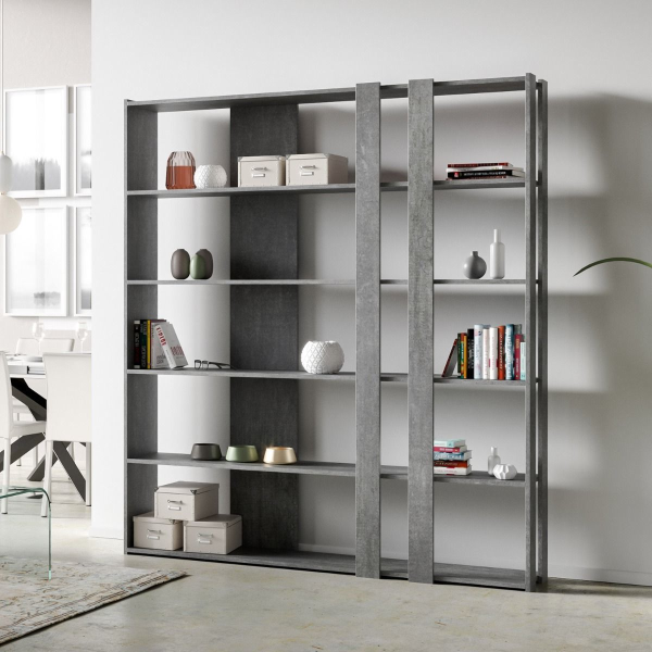 Cemento wooden wall bookcase 178x204h cm - KATO C
