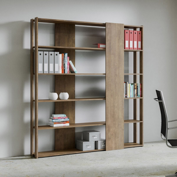 Bookcase with 6 shelves in Walnut wood 178x204h cm - KATO B