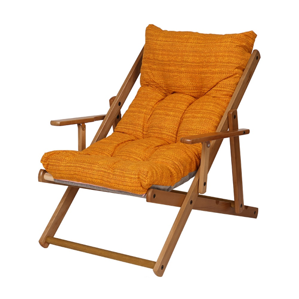 Poltrona in legno pieghevole 3 posizioni - cuscino tessuto Oro