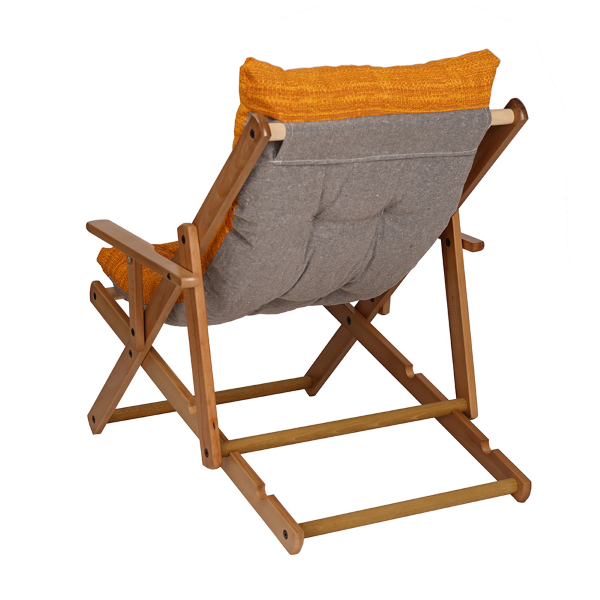 Poltrona in legno pieghevole 3 posizioni - cuscino tessuto Oro