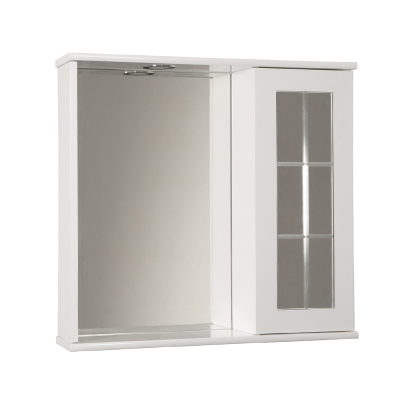 Specchiera contenitore 69 cm con anta inglesina e luce Led  Bianco Lucido