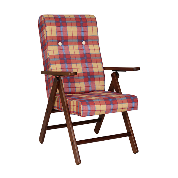 Fauteuil en bois inclinable 4 positions en tissu bordeaux MOLISANA