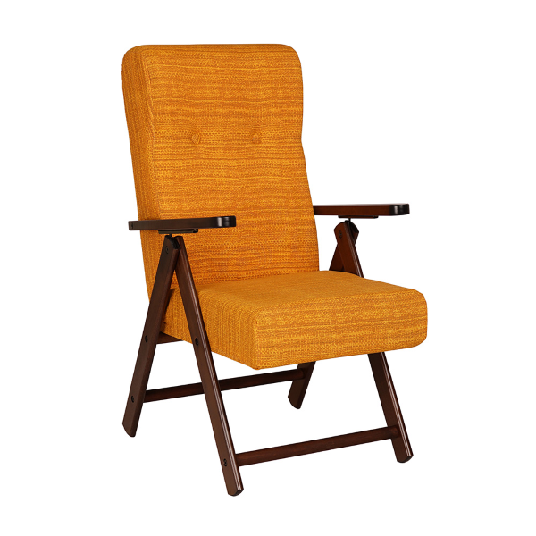 Fauteuil inclinable 4 positions en bois avec tissu Gold - Molisana