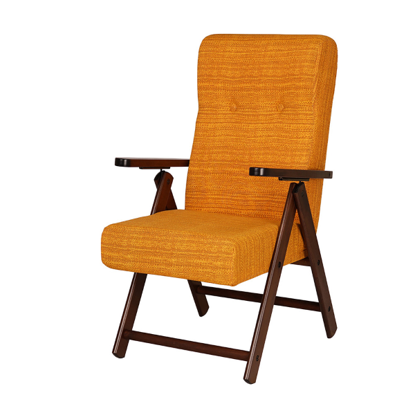 Fauteuil inclinable 4 positions en bois avec tissu Gold - Molisana